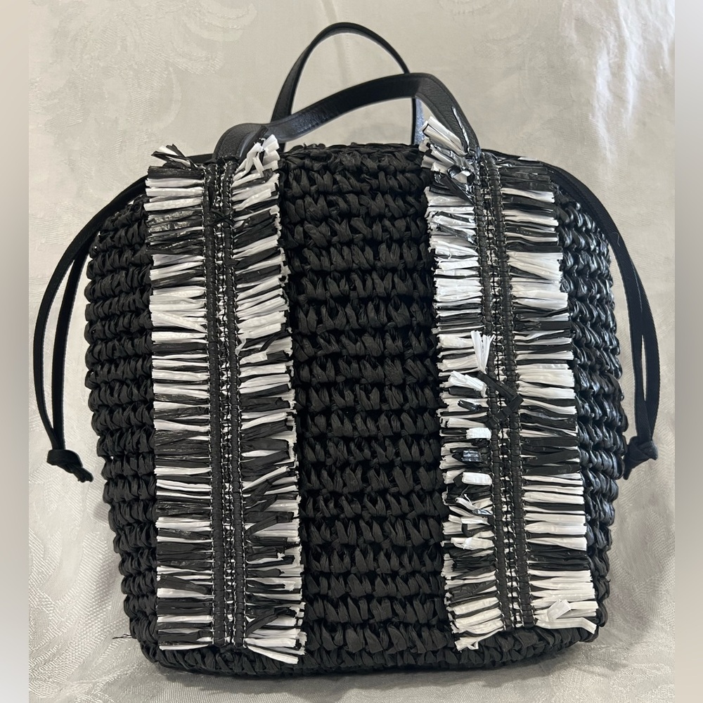 Talbots straw black and white handbag
